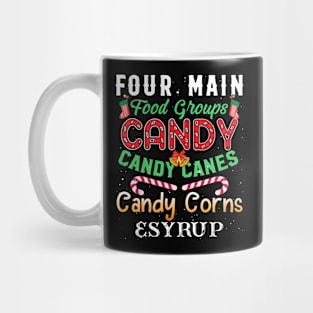 Four Main Food Groups Elf Buddy Christmas Pajama Xmas Mug